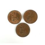 Three copper half pennies