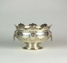 An Edwardian silver rose bowl of monteith form