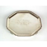 A silver presentation salver