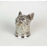 A silver fox mask stirrup cup by Comyns