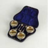 A cased set of four Victorian cauldron salts