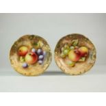 Pair of Royal Worcester fruit pin dishes