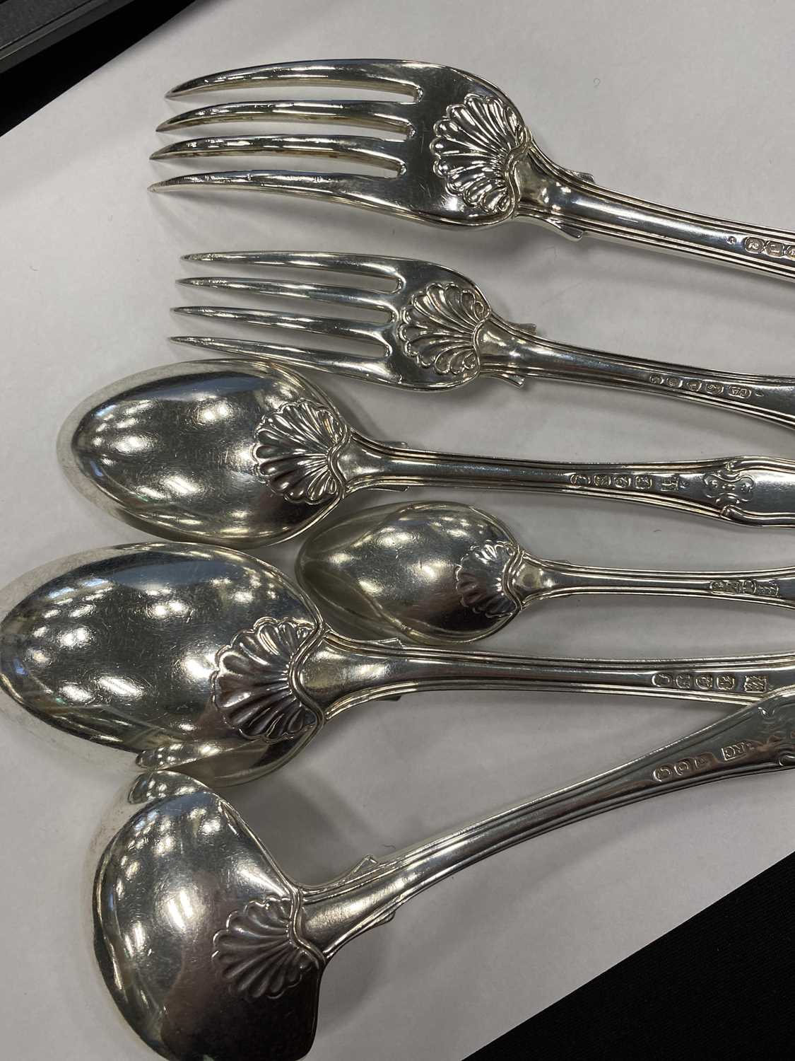 A part set of George III Kings pattern silver flatware - Image 15 of 15