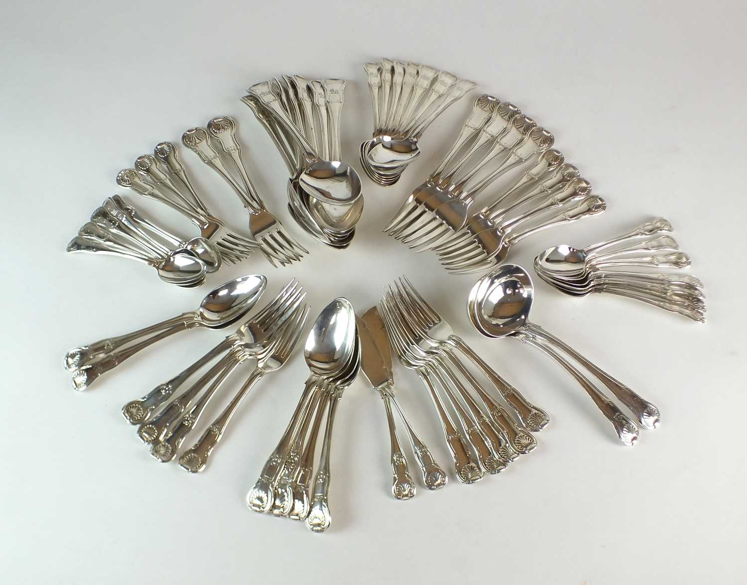 A part set of George III Kings pattern silver flatware