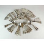 A part set of George III Kings pattern silver flatware