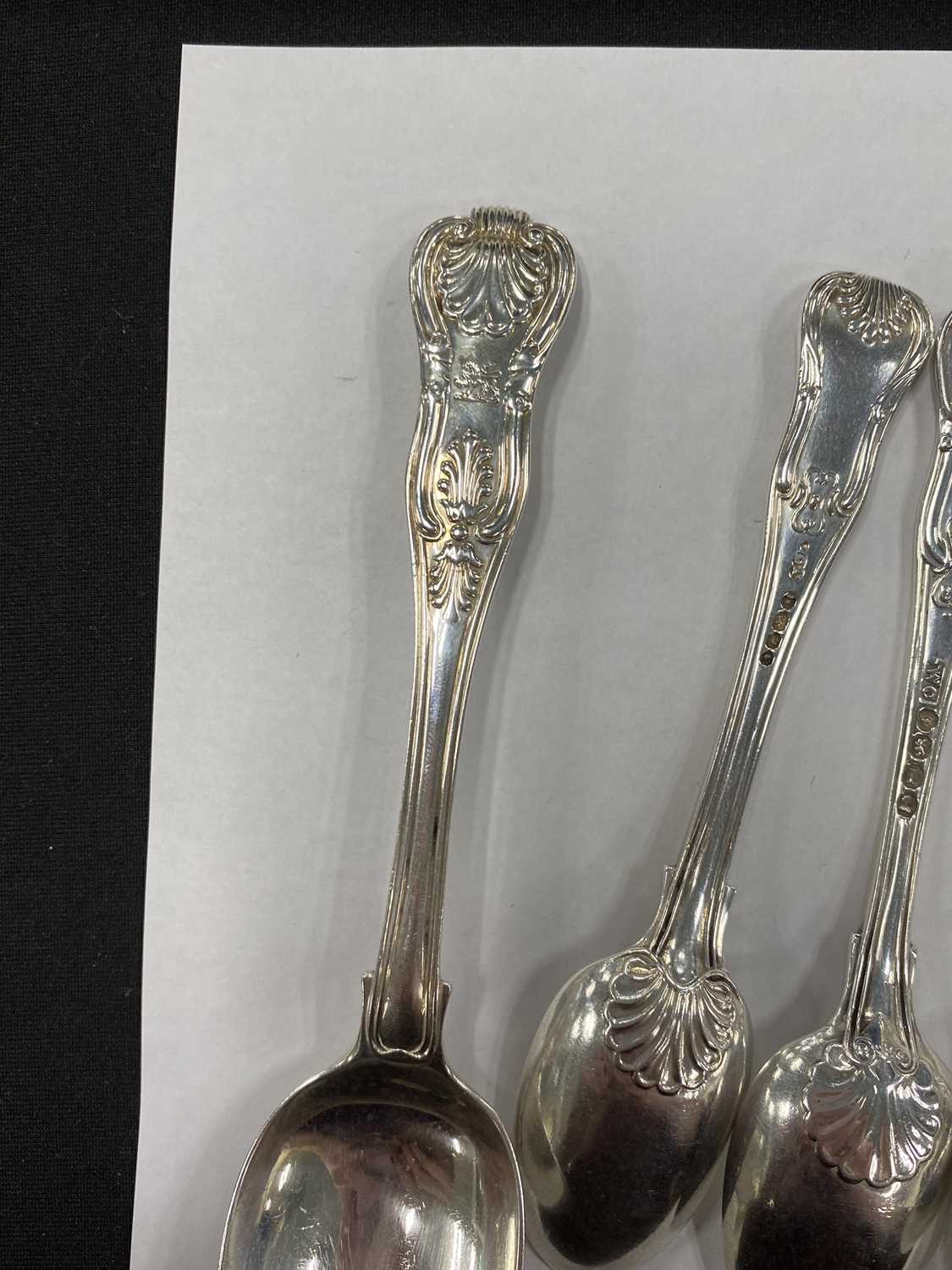 A part set of George III Kings pattern silver flatware - Image 10 of 15