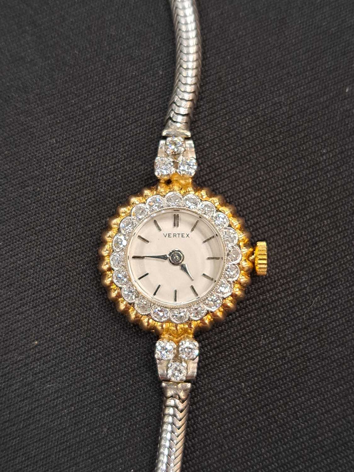 Vertex: A lady's diamond-set bi-metal watch on a 9ct white gold bracelet - Image 4 of 5