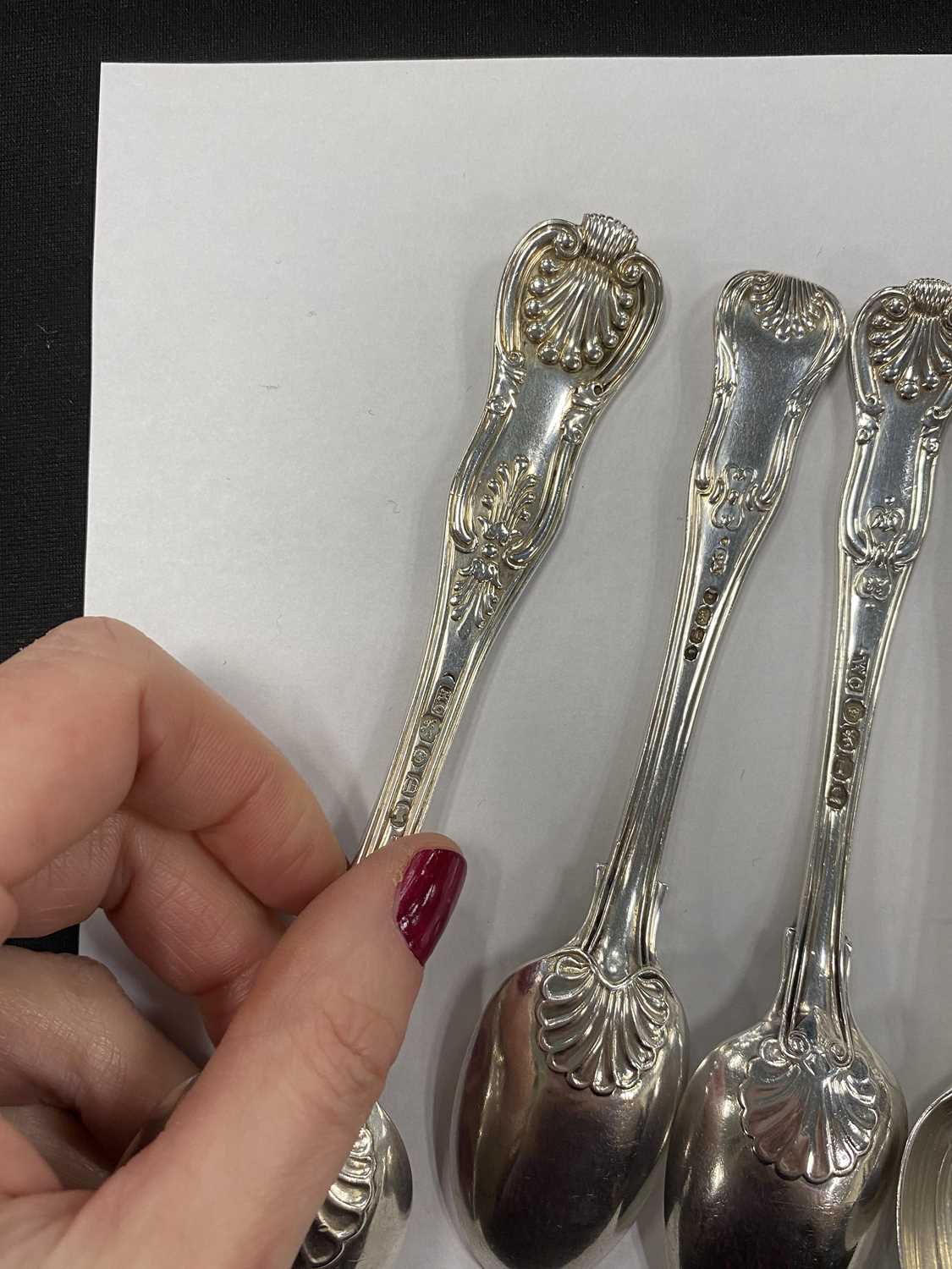 A part set of George III Kings pattern silver flatware - Image 11 of 15