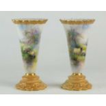 Pair of Royal Worcester decorated with sheep by Harry Davis