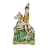 Prattware figure of a cavalryman on horseback