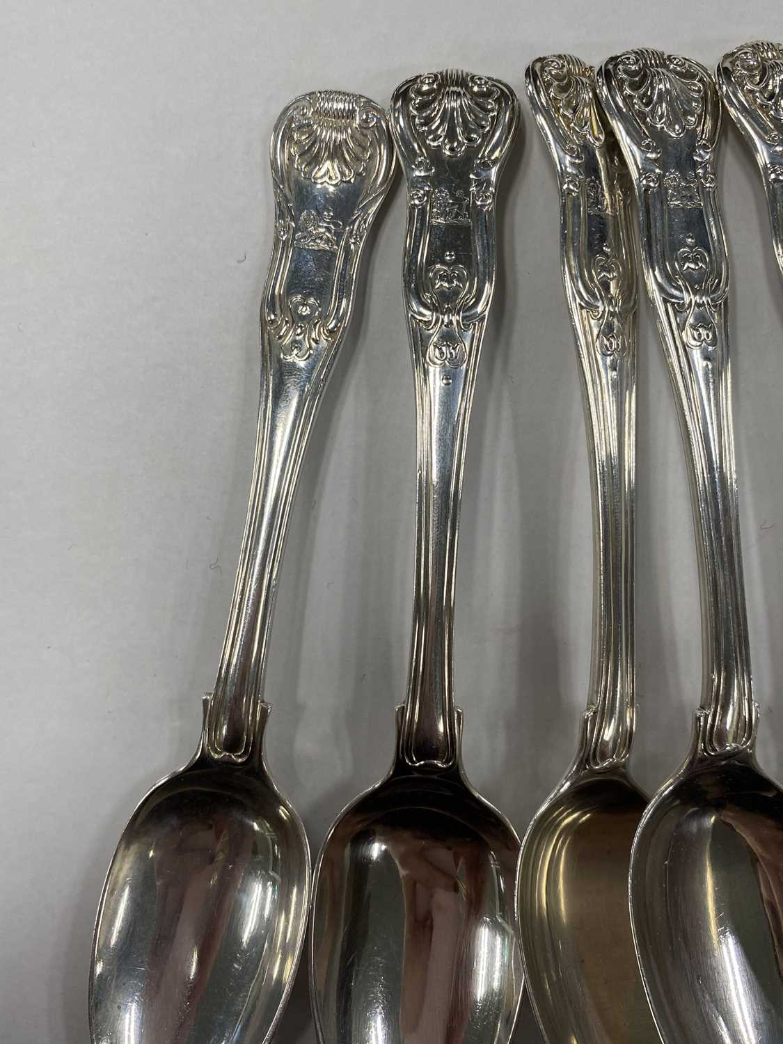 A part set of George III Kings pattern silver flatware - Image 3 of 15