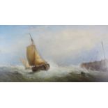 James Webb ( British 1835 - 1895) Shipping Off a Pier
