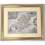 SPEED, John, Map of Montgomeryshire. Sudbury & Humbell, c1611. 385mm x 510mm. Handcoloured in gilt