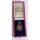 A 9CT GOLD BOWLING MEDAL FOR CUMBERLAND BOWLING ASSOCIATION 1897, WON BY J.TAGGART. 3.7cm x 2.7cm,