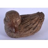 A CARVED JAPANESE WOODED DUCK. 5.8cm x 9.1cm x 5.7cm, weight 150g