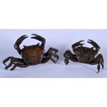 TWO JAPANESE BRONZE CRABS. Largest 5.2cm x 2.8cm, weight 93.4g (2)