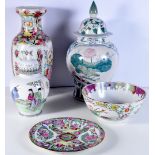 A collection of Chinese ceramics largest 46 x 24cm (5)