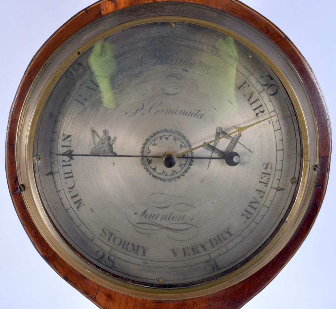 A mahogany inlaid Carminada barometer. 99cm. - Bild 2 aus 6