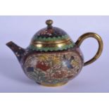 A LATE 19TH CENTURY JAPANESE MEIJI PERIOD CLOISONNÉ ENAMEL TEAPOT AND COVER possibly from the early