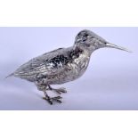 A CONTINENTAL SILVER FIGURE OF A BIRD. 201 grams. 10 cm x 8 cm.