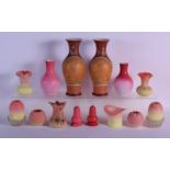 A COLLECTION OF ANTIQUE PEACH BLOOM GLASS WARE including nightlights etc. (qty)