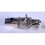 A SILVER FOX HEAD WHISTLE PENDANT. 4.6cm x 1.1cm, stamped 925, weight 11.3g