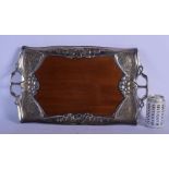 AN ARTS AND CRAFTS SILVER PLATED DUTCH SERVING TRAY. 52 cm x 30 cm.