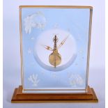 AN UNUSUAL VINTAGE JAEGER LE COULTRE PERSPEX AQUARIUM CLOCK decorated with fish. 22 cm x 18 cm.