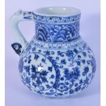 A Chinese porcelain blue and white wine jar decorated with Lotus 15cm.