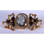 AN ANTIQUE BOW SHAPED BAR BROOCH INSET WITH GEM STONES. 4.6cm x2.2cm, weight 9.3g