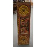 A RARE AND LARGE 18TH/19TH CENTURY INDIAN POLYCHROMED WOOD TEMPLE PANEL decorated with buddhistic fi