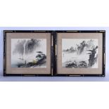 A PAIR OF CHINESE WATERCOLOURS 20th Century. 36 cm x 32 cm overall.