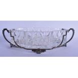 AN ART NOUVEAU SILVER PLATED CUT GLASS TABLE CENTRE PIECE possibly WMF, inset with a Webb cut glass