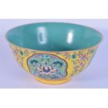 A Chinese porcelain Polychrome bowl decorated with flower and longevity symbols 8 x 16cm.