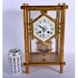 A LARGE LATE 19TH CENTURY FRENCH AESTHETIC MOVEMENT BRASS CLOCK with bamboo style frame. 33 cm x 18