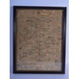 AN EARLY 19TH CENTURY ENGLISH FRAMED EMBROIDERED SAMPLER by Elizabeth Swaffield C1822. Sampler 42 cm