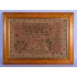 AN EARLY 19TH CENTURY ENGLISH FRAMED EMBROIDERED SAMPLER by Hannah Murgatroyds aged 11 C1832, decora