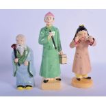 TWO 1950S EUROPEAN PORCELAIN ORIENTAL FIGURES signed C H, together with a Chinese figure. Largest 17