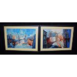 A pair of framed abstract Oils by Ken Abendana Spencer 1929 - 2005. 37 x 55cm (2)