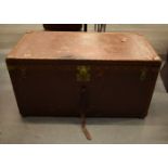 A LARGE LOUIS VUITTON LEATHER TRAVELLING TRUNK. 59 cm x 110 cm x 57 cm.