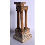 A CHARMING 19TH CENTURY EUROPEAN GRAND TOUR CARVED MARBLE COLUMN. 17 cm high.