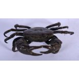 A LARGE JAPANESE BRONZE MODEL OF A CRAB. 10.9cm x 8cm x 3.5cm, weight 281g