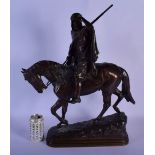 Isidore Jules Bonheur (1827-1901) French, Bronze, Arabic hunter on horseback. 57 cm x 46 cm.