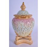 LOCKE AND CO. RARE POT POURRI AND COVER WITH PINK AND BLUE HIGHLIGHTS ON A BLUSH IVORY GROUND, MARKE