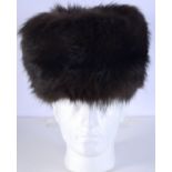 A vintage artic black fox Cossack hat with Original box 18 x 18cm .