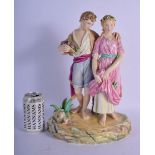 ROYAL WORCESTER LARGE GROUP OF PAUL AND VIRGINIA DECORATED IN RAPHAELESQUE COLOURS. 36cm high