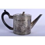 A RARE GEORGE III SILVER TEAPOT AND COVER by William Holmes & Nicholas Dumee, unusually decorated wi