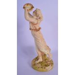 ROYAL WORCESTER FIGURE OF BACCHANTE WITH CYMBAL DATE MARK C. 1892. 25.5cm high