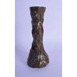 AN ART NOUVEAU EUROPEAN BRONZE VASE overlaid with a depiction of leda and the swan. 11.75 cm high.