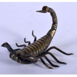 A SMALL EARLY 20TH CENTURY EUROPEAN BRONZE SCORPION. 5 cm x 3 cm.